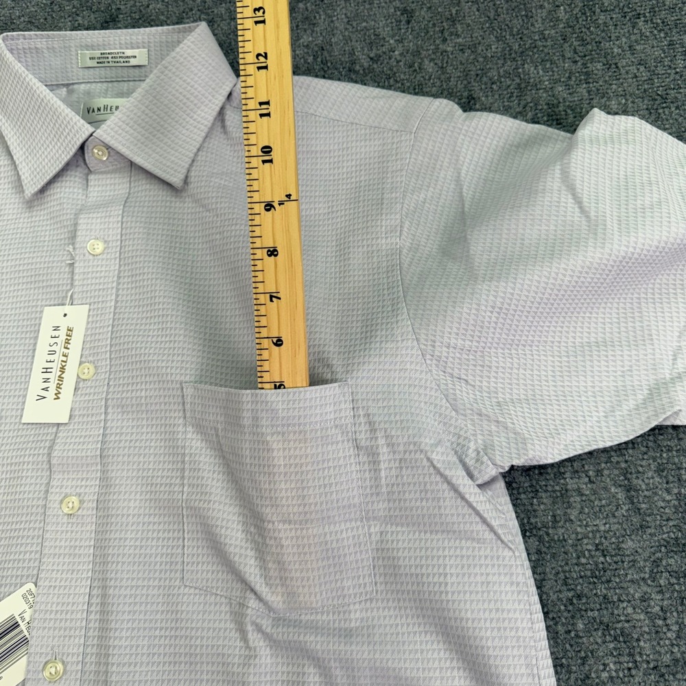 Van Heusen Dress Shirt Mens 16 32 33 Large Light Purple Broadcloth Wrinkle Free - Picture 8 of 14
